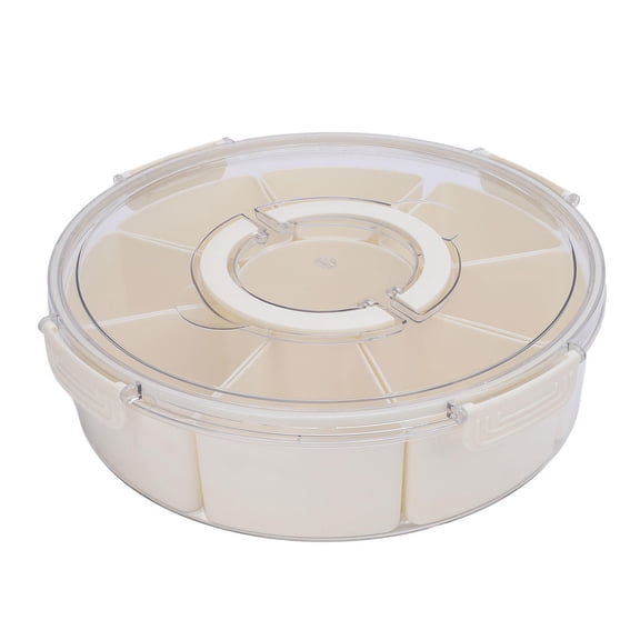 YAHHU 9Compartment FoodGrade Divided Tray with Transparent Lid,12.1x3.2x10.8in, Foldable Handle, Sealed Silicone Ring  Ideal for Fruits, Veggies