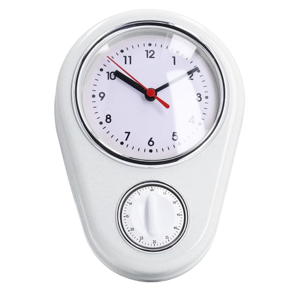 YAHHU 9 Inch Kitchen Timer Wall Clock, Silent Multifunction Quartz Clock for Home & Cooking, White (9 inches / 22.8 cm)
