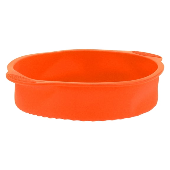 YAHHU 9 Inch Round Silicone Cake Mold Pan Nonstick Fluted Ribbed Base Bread Baking Tray for Home Kitchen Bakery (Orange, 9" / 23 cm)