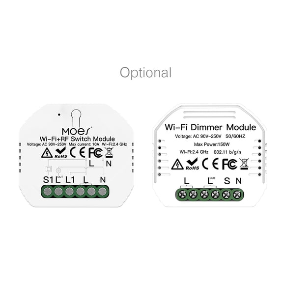 YAHHU 90-250V Smart Wi-Fi Dimmer Module Switch, Voice Control App Compatible, White, 1 Pc