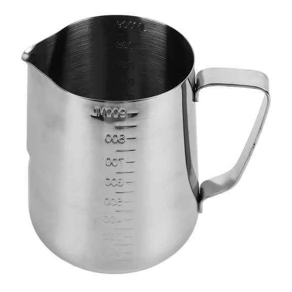 YAHHU 900ml Stainless Steel Milk Frothing Pitcher Smart Pouring, Dripless Design, DualUse Cup & Scale for Coffee & Latte Art