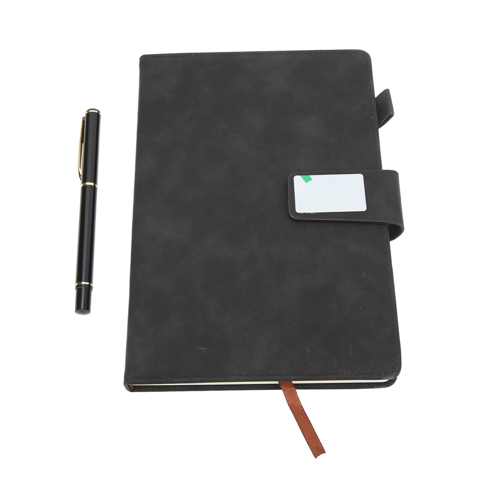 YAHHU A5 Notebook PU Leather Cover Ribbon Bookmark Ink Proof Thick Ruled Paper Journal with Pen and Box for Office Travel Black (8.27 inches / 21 cm)