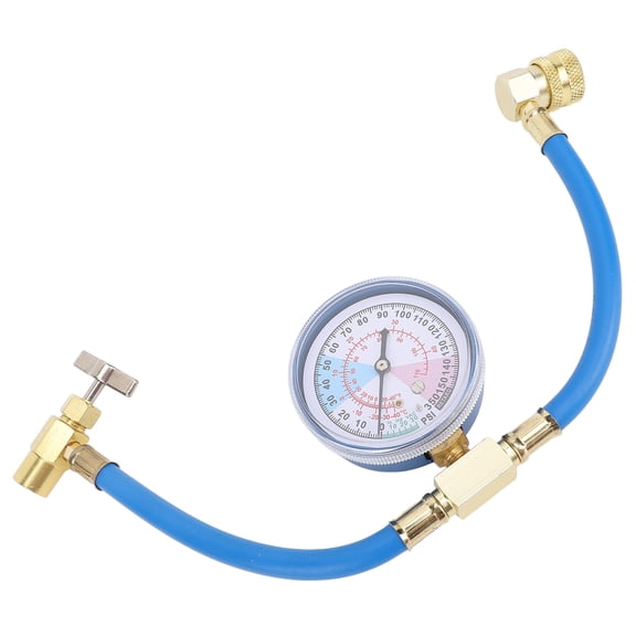 YAHHU AC Refrigerant Recharge Hose Kit with Gauge 1/2in Dispensing Valve R134A Quick Coupler for Car Air Conditioning / 20 cm