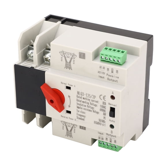 YAHHU AC110V 63A Dual Power Automatic Transfer Switch Quick Switching Mini Switch for Malls 2P 4.72 inches / 12 cm[cite: 1]