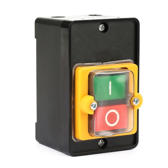 YAHHU AC220V/380V 10A Waterproof ON/OFF Pushbutton Switch Machine Drill Control Push Button with Bottom Box, 3.5x2.4x2.4 inches / 90x60x60 mm, Heavy Duty Industrial Power Switch, 4.2 oz / 120 g