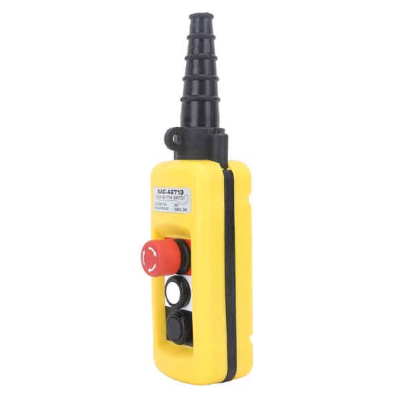 YAHHU AC250V 5A AC500V 2A Crane Hoist Push Button Switch Control Single Speed 2 Buttons with Emergency Stop NO (13 in / 33 cm)