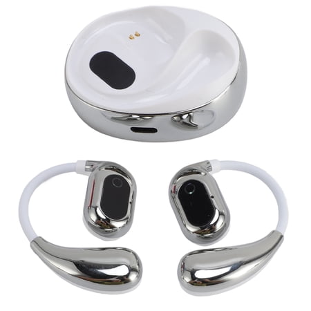 YAHHU AI Wireless Stereo Language Translator Earbuds Bluetooth 5.4 Support 144 Language Online Translation with APP for Android Music Call Ear Hook White 4.72 inches / 12 cm