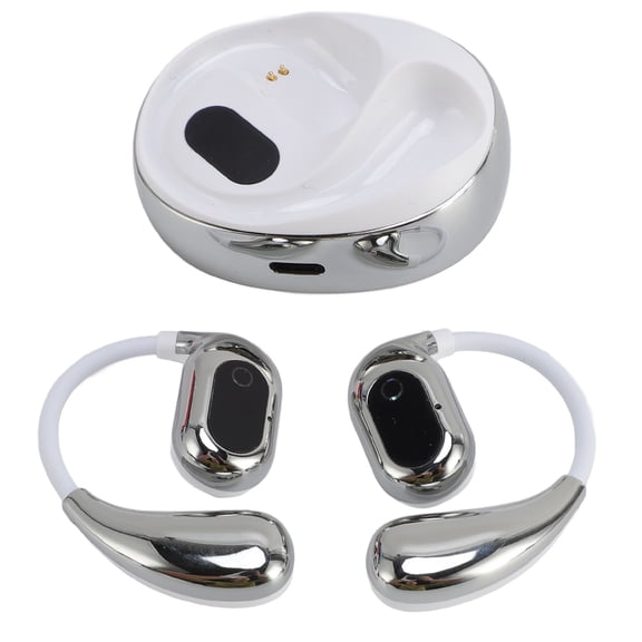YAHHU AI Wireless Stereo Language Translator Earbuds Bluetooth 5.4 Support 144 Language Online Translation with APP for Android Music Call Ear Hook White 4.72 inches / 12 cm