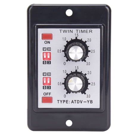 YAHHU ATDV-YB Knob Control Time Switch Relay On Off Twin Timer 110V 220V Electrical Device 50/60Hz AC System 3.94 inches / 10 cm Size Industrial Automation Replacement Part 1 Pack