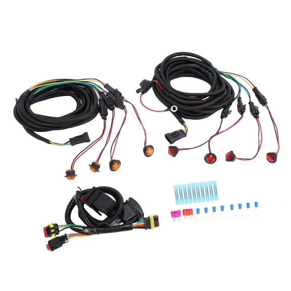 YAHHU ATV UTV Turn Signal Wiring Harness Kit with Green Switch, 8 LED Signals & Flasher for Polaris Ranger RZR Can-Am, 12.2 in / 31 cm