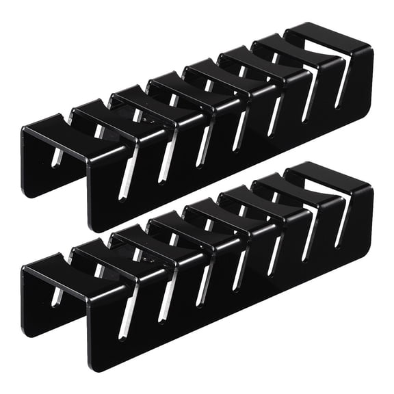 YAHHU Acrylic Hat Organizer Stand Space-Saving Baseball Cap Organizer for 14 Caps No Installation Required Hat Rack Stand for Bedroom Closet Dresser Black 2 Pack 12.6 inches / 32 cm[cite: 1]
