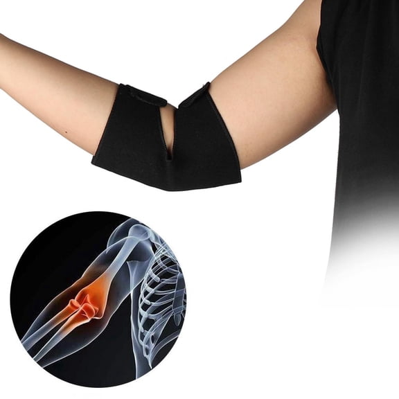 YAHHU Adjustable Breathable Self Heating Sports Elbow Protector Pad Support Brace with Magnetic Therapy - Unisex, Black, 5.9 inches / 15 cm