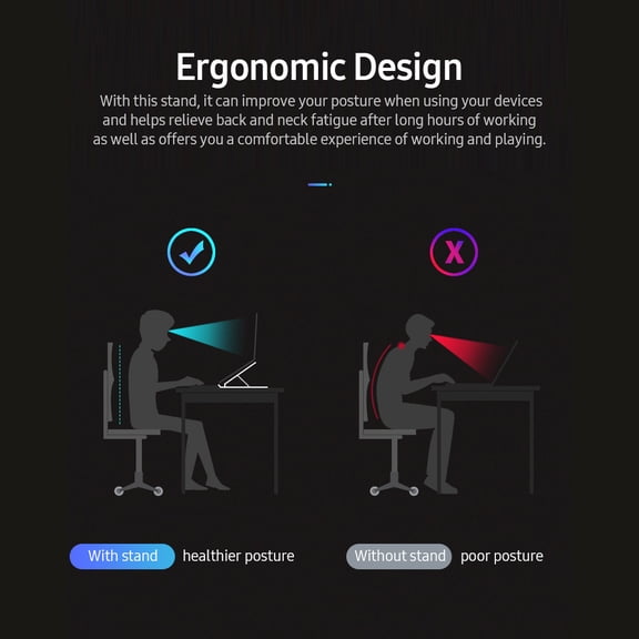 YAHHU Adjustable Multi-angle Tablet Phone Stand Portable & Foldable Tablet Riser Universal Desk Holder for All Mobile Devices, 7 Heights Leveling Ventilation Bracket, Matte Black (5.12x4.09x3.54 in)
