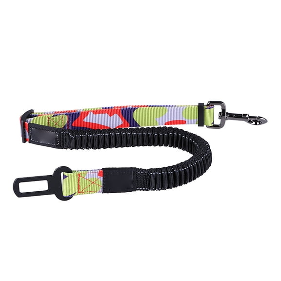 YAHHU Adjustable Pet Car Seat Belt Vehicle Safety Leash with Elastic Bungee Buffer Shock Absorption Travel Protection Harness Hook for Medium Large Dogs Colorful 10x10x3cm / 3.9x3.9x1.2 inches