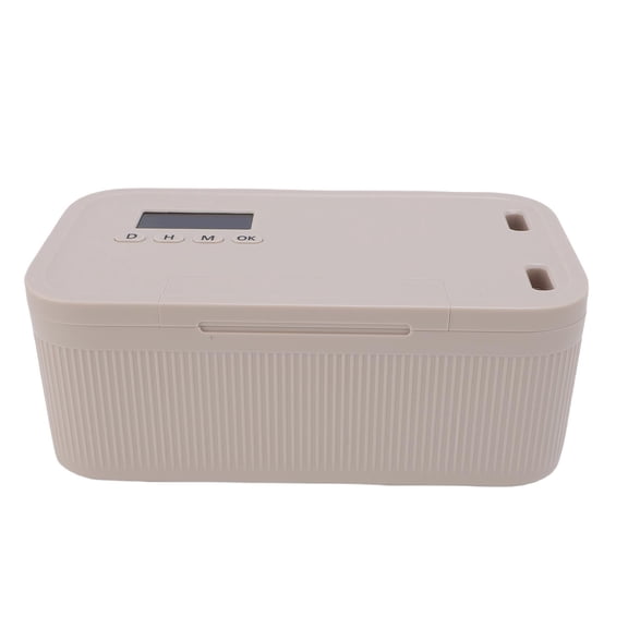 YAHHU Adjustable Timed Lock Box 30-Day Timer Self Control Pill Organizer Container Secure Storage Lockable Box for Snacks Phones Electronics Beige 9.4 inches / 23.9 cm