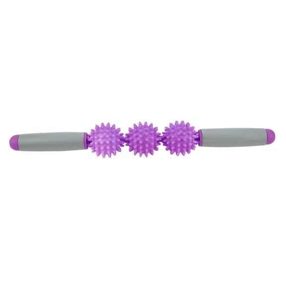YAHHU Advanced Massage Roller Stick 5 Spiky Cellulite Balls Ergonomic Deep Tissue Muscle Massager Tool for Sore Muscle Recovery Back Arms Shoulders Legs Purple 16.1 Inches / 41 cm