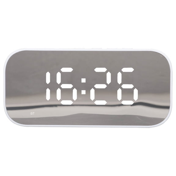 YAHHU Alarm Clock Radio Portable Dimmer Control Dual Alarm FM with Bluetooth Speaker White 5.7 inches / 14.5 cm