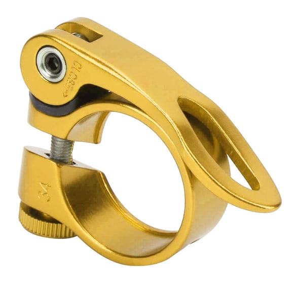 YAHHU Aluminum Alloy Quick Release Bike Seatpost Clamp 1.25 inches / 31.8 mm, Premium Replacement Seat Clamp for Road, Mountain, and Commuter Bicycles, XT-C68, Gold