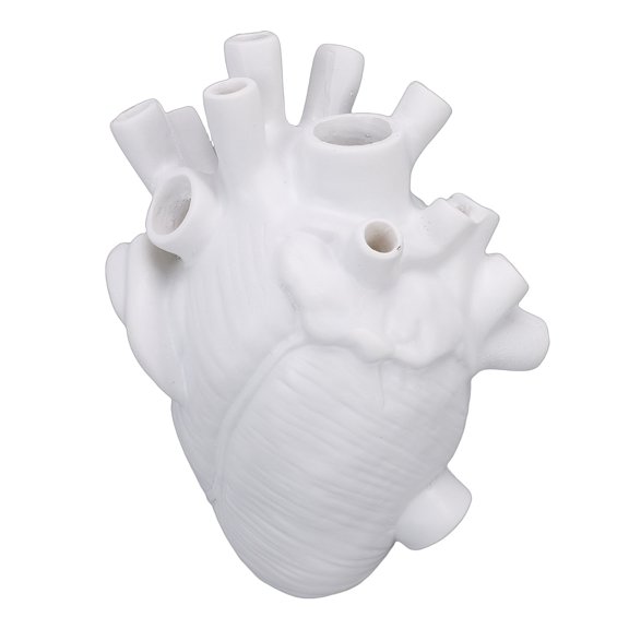 YAHHU Anatomical Heart Resin Planter Gothic Vase Creative Flower Pot with Exquisite Carving Bold Artistic Decor for Home Office Table Shelf 6.5 Inches / 16.5 cm White