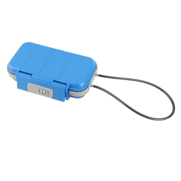 YAHHU Anti-Theft Beach Lockbox Water-Resistant Portable Combination Lock Box for Phone and Valuables Sealing Storage Box with Lanyard Cable Blue 9.4x5.5x2.3 Inches / 24x14x5.8 cm