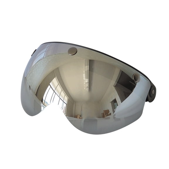 YAHHU Anti-UV Anti-Scratch Motorcycle Helmet Lens Fashion Visor Wind Shield Replacement Universal for Standard 3-Snap Open Face Helmets (9.05 inches / 23 cm) - Silver