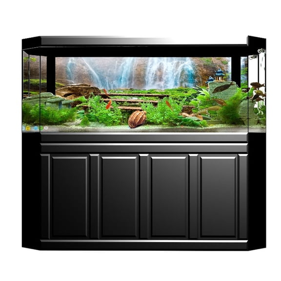 YAHHU Aquarium Background Sticker PVC Poster Decorative Painting Jungle Waterfall Landscape Image for Fish Tank, 24 x 16 Inches