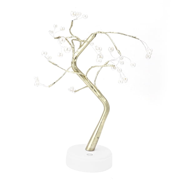YAHHU Artificial Tree Lights, 36LEDs Warm Pearl Tree Lamp, DIY Bonsai Style Desktop Light with USB/Battery Dual Power Mode, Romantic Fairy Light for Party, Christmas Decor (13.8 in / 35 cm)