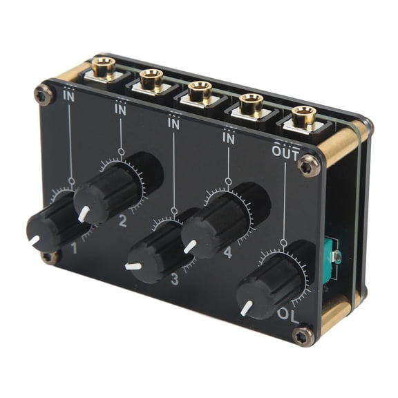 YAHHU Audio Mixer 4 Input 1 Output Mini Sound Board Console Portable Passive Stereo Audio Mixer