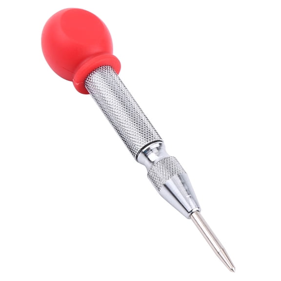 YAHHU Automatic Center Punch Spring Loaded Marking Hole Tool, High Speed Steel Tip with Carbon Steel Body, Adjustable Impact Force for Metal Wood, Emergency Window Breaker, Silver (5.12in / 130mm)