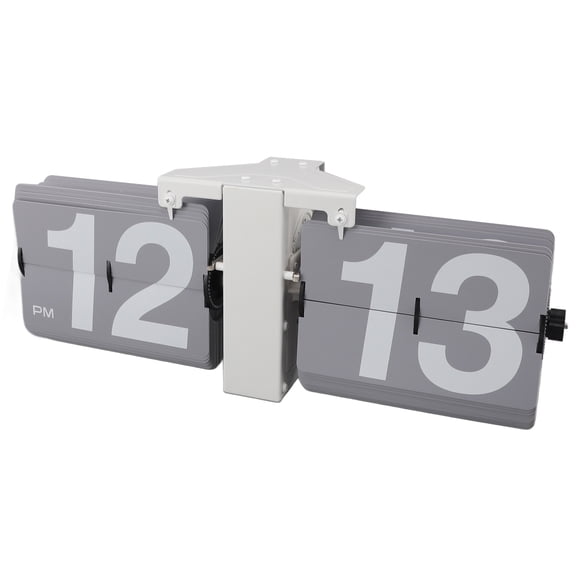 YAHHU Automatic Flip Clock Mechanical Retro Digital Flip Down Clock for Desktop Wall Hanging 12H White Stand and Grey Flip 14.2 inches