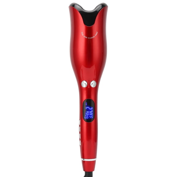 YAHHU Automatic Hair Curler Iron Wand Red Constant Temperature Professional Curling Tool 110-240V US Plug LCD Display 1 Inch / 25.4 cm