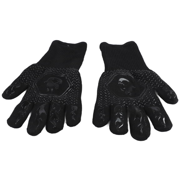 YAHHU BBQ Gloves Heat Resistant Grilling Gloves Non Slip Oven Gloves Long Kitchen Gloves for Barbecue Baking Black 10-13.8 inches / 26-35 cm