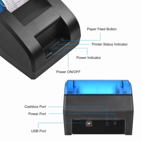 YAHHU BISOFICE 58mm Thermal Receipt Printer Desktop USB BT Wireless Connection UK Plug 220V