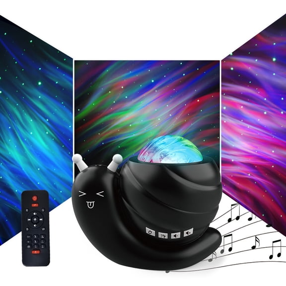 YAHHU BT Speaker Night Light Snail Starry Sky Projector Lamp Aurora Light for Bedroom (5.91 inches / 15.00 cm) - Black