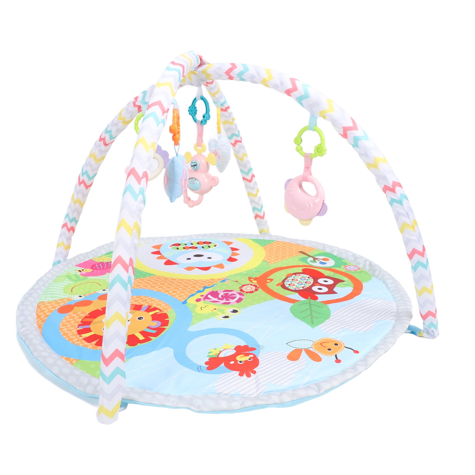 YAHHU Baby Play Gym Promote Motor Sensory Development Colorful Foldable Portable Activity Play Mat with Rattle Toys For Newborn Infant Baby 33.5 inches / 85 cm