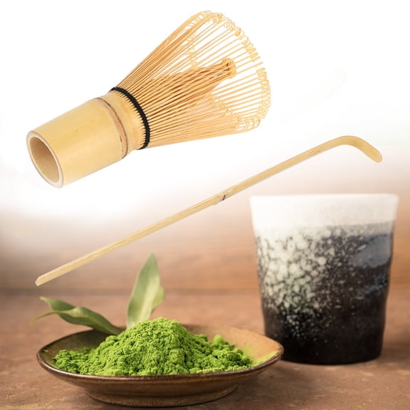 YAHHU Bamboo Matcha Making Set with Whisk and Hooked Scoop Chashaku for Authentic Japanese Tea Ceremony 4.33 inches / 11 cm
