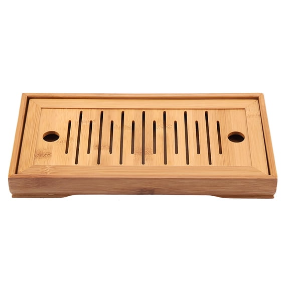 YAHHU Bamboo Mini Tea Tray 2-in-1 Removable Design, EcoFriendly, Portable for Home & Office, 5.9" x 11" Serving Plate