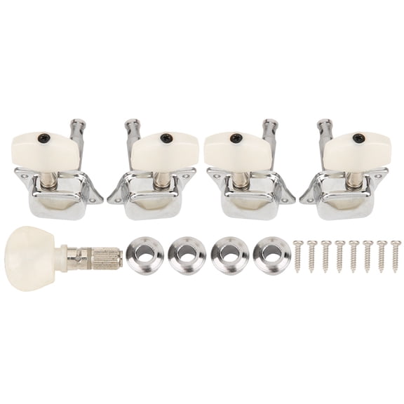 YAHHU Banjo Tuning Peg Head Tuning Knob Semi Closed String 4+1 Musical Instrument Accessories Replacement Parts White and Silver