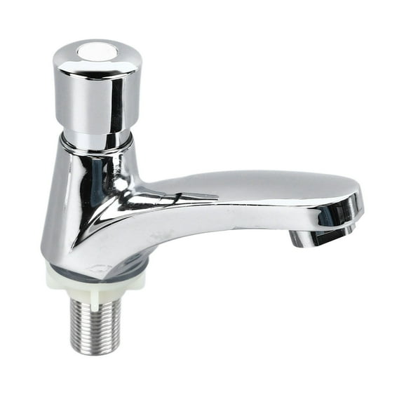 YAHHU Basin Sink Faucet Push Button Design Water Saving Rugged Reliable Time Delay Faucet for Home Public Restroom Single Cold Tap Copper Alloy (5.9 inches / 15.0 cm)