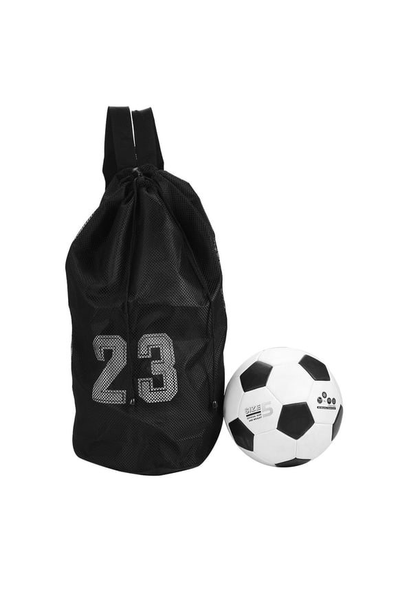 Basketball Football Soccer Training Exercising Mesh Backpack Shoulder Drawstring Bag Multi-Functional Storage Equipment Sports Bag Black 10.24 inches / 26 cm x 21.65 inches / 55 cm