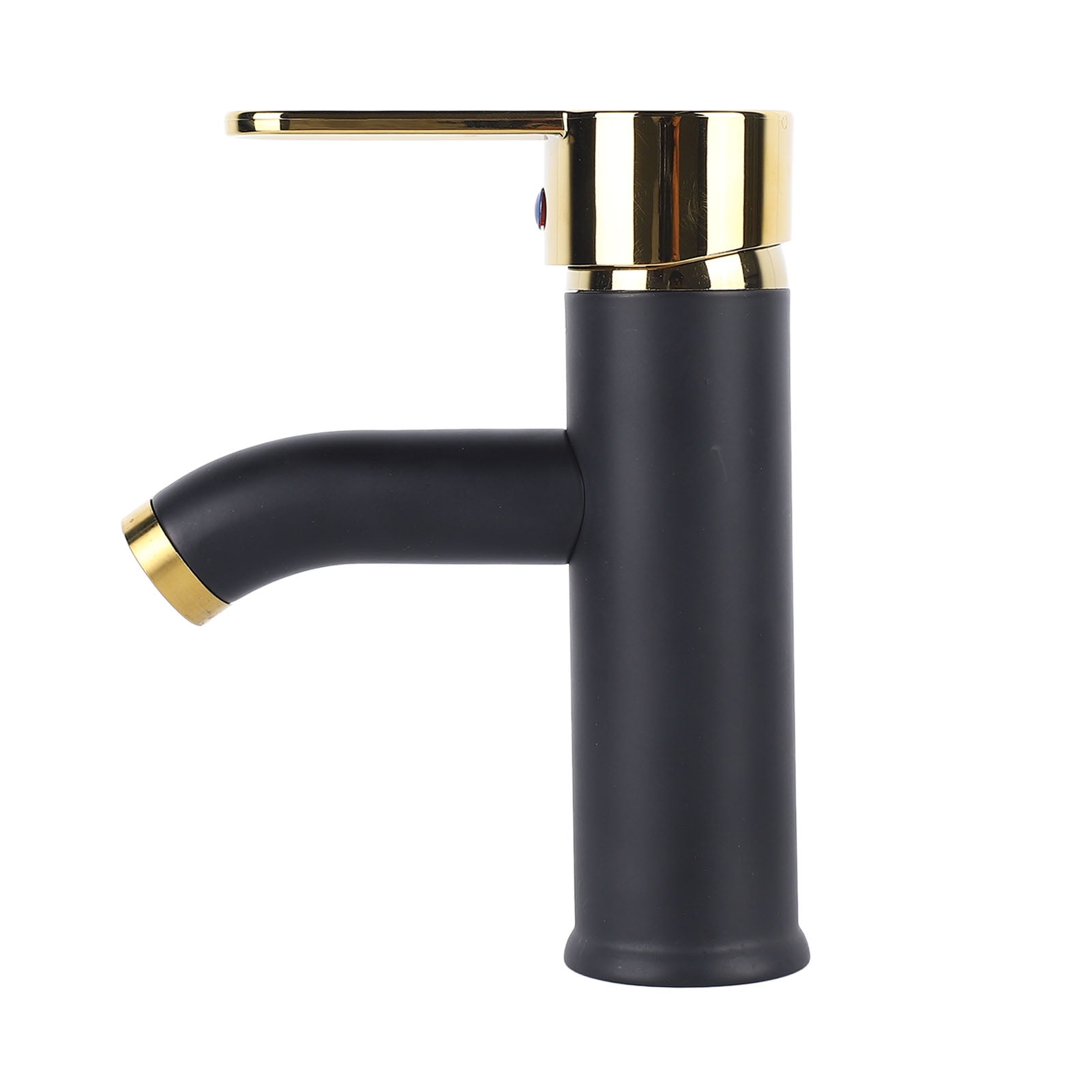 YAHHU Bathroom Sink Faucet Single Hole Single Handle Hot Cold Stainless Steel Basin Mixer Tap Black Gold with 23.6 in / 60 cm Inlet Pipes