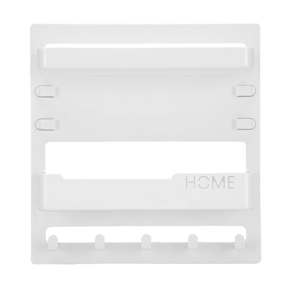 YAHHU Bedside Shelf Accessories Organizer Wall Mount Self Stick On Dorm Room Wall Storage with Hooks White (9.4 inches / 24 cm)