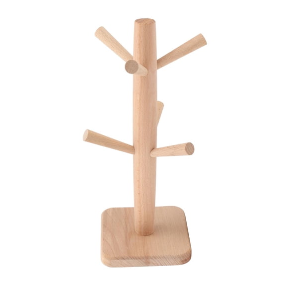 YAHHU Beech Wood Coffee Cup Holder Deep Furrow Mug Tree Stand for Kitchen, Tea & Wine Cups, Space-Saving Tabletop Rack