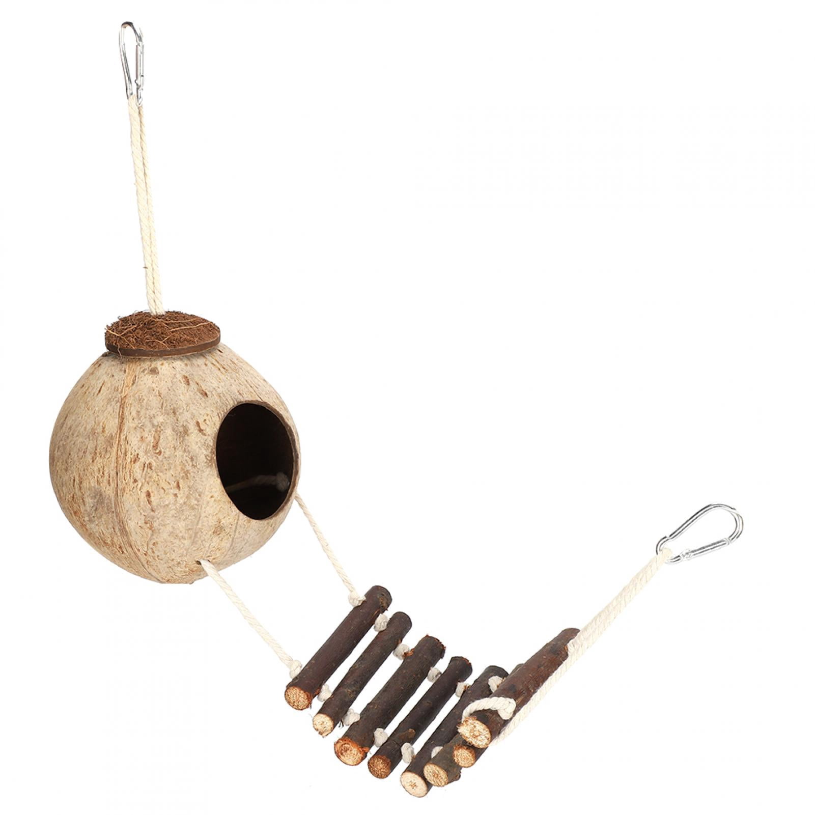 YAHHU Bird's Nest Hamster Breeding Nest Climbing Ladder Natural Coconut Shell Hideaway Toy House 8.27 inches / 21 cm