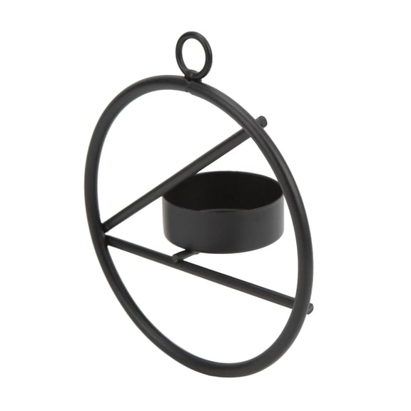 YAHHU Black Modern Minimalist Metal Round Wall Hanging Candle Holder Wall Decoration Sconce Light Fixture Gift for Living Room Bedroom Entryway Home Decor, 3.9 inches / 10 cm Width