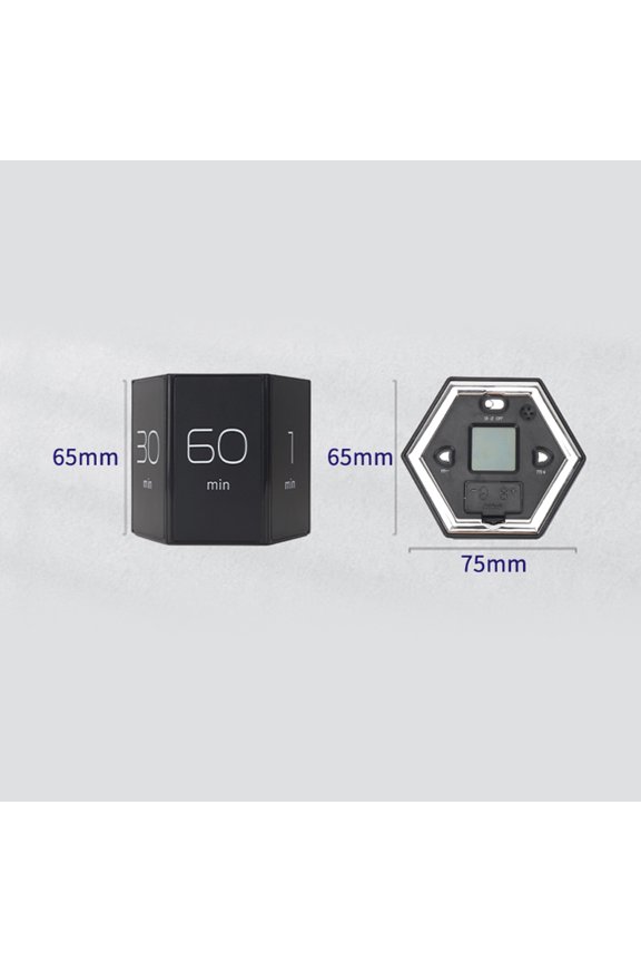 Black Multi-Hexagon Cube Timer Digital Gravity Sensor Timer with LED Display Sound Alarm Silent Operation for Kids Kitchen Time Management Tool Test Exercise Game Cooking