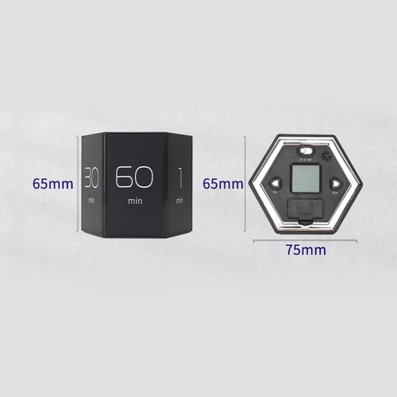 YAHHU Black Multi-Hexagon Cube Timer Digital Gravity Sensor Timer with LED Display Sound Alarm Silent Operation for Kids Kitchen Time Management Tool Test Exercise Game Cooking