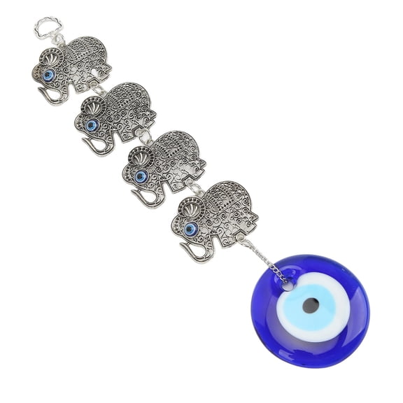 YAHHU Blue Eye Ornament 4 Hollow Alloy Elephants Good Luck Evil Eye Hanging Decor Suspension Glass Wall Decor [cite: 2, 11]