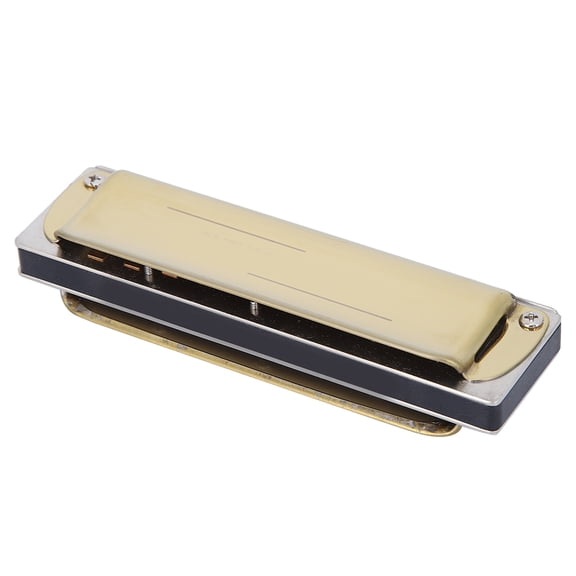 YAHHU Blues Harp Harmonica 10-Hole Professional Mouthorgan G Key Diatonic Harp with Stainless Steel Cover, Resin Comb, and Accessories included (Golden, 3.9 inches / 10 cm)