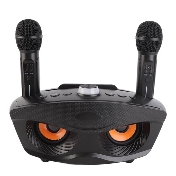 YAHHU Bluetooth Speaker Home KTV Karaoke Machine with Two Microphones (Black) 10 meters / 32.8 ft Wireless Range 3000mAh Battery 12.6 inches / 32 cm Length Multi-Function AUX Memory Card[cite: 1]